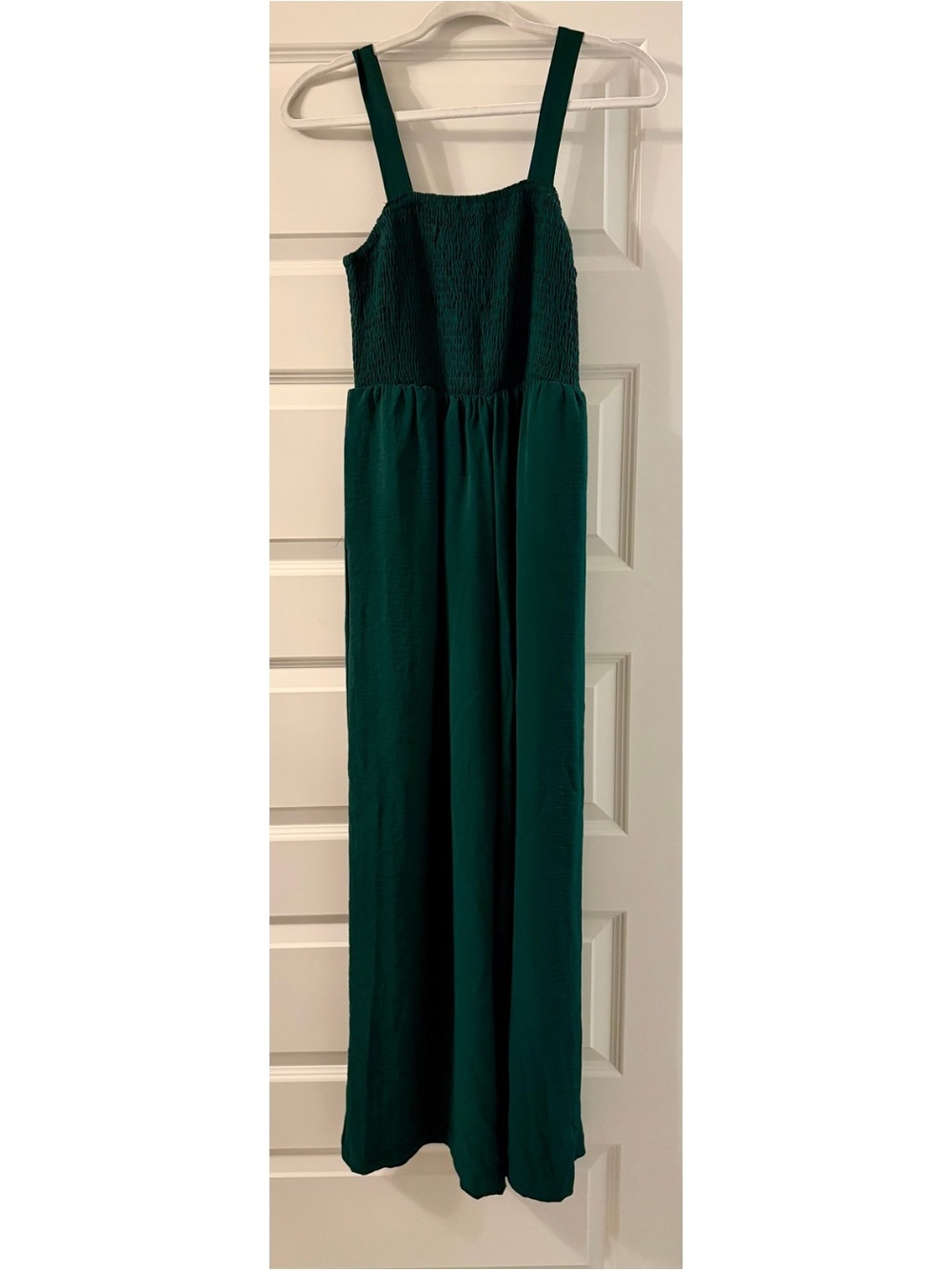 NWOT Emerald Green Smocked Bodice Jumpsuit Size M